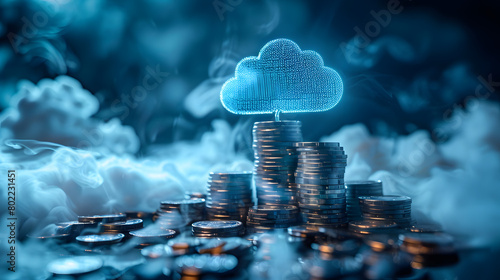 Cloud Computing Cost Efficiency, cost efficiency in cloud computing with an image showing pay-per-use pricing models, resource optimization techniques