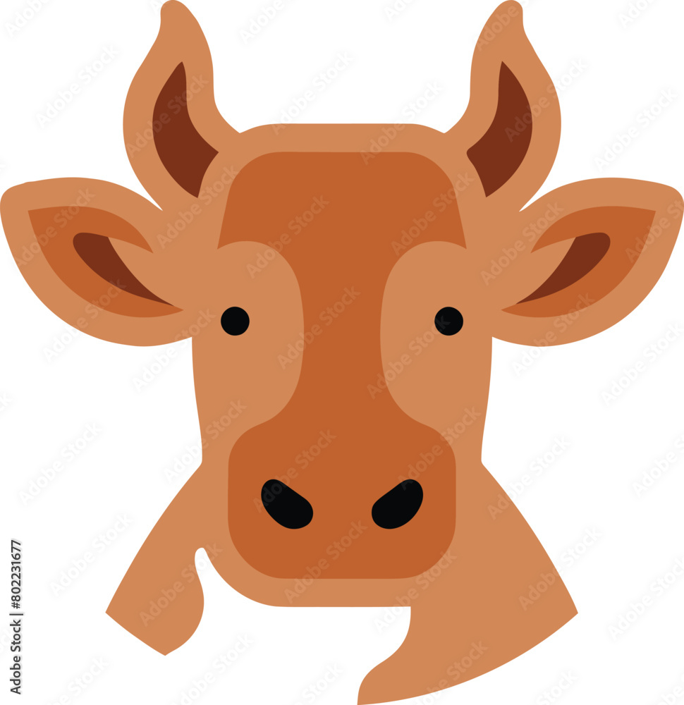 Obraz premium Cow face vector icon illustration flat style front.