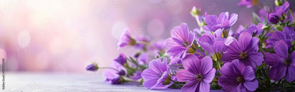 Blooming Love: Mother's Day Background with Purple Flowers and Text