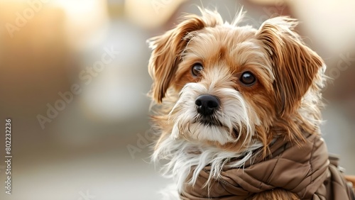 Anxiety-wrapped Lowchen dog photographed up close by a lighthouse. Concept Animal Portraits, Close-Up Shots, Lighthouse Background, Pet Photography, Emotion Captured