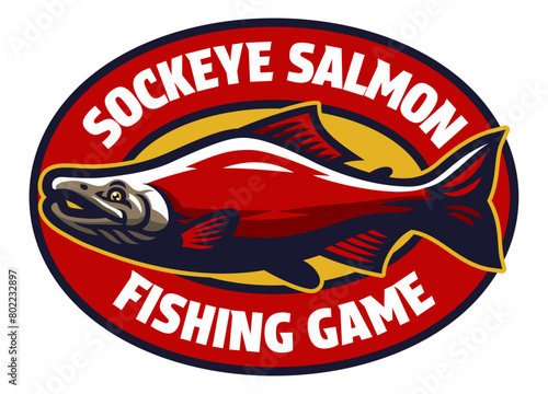 Sockeye Salmon Fish Mascot Logo Illustration (ID: 802232897)