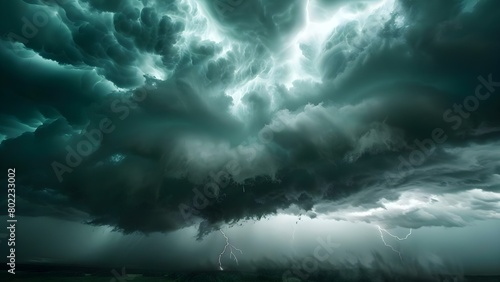 Approaching Storm: Dark Clouds, Thunder, Lightning, and Ominous Atmosphere. Concept Storm Photography, Weather Captures, Nature's Power, Dramatic Skies, Atmospheric Shots
