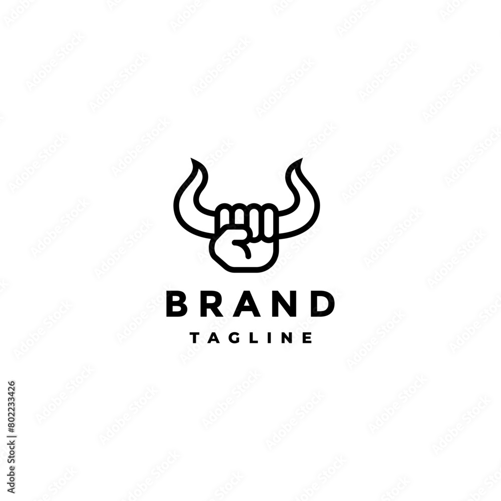 Hands Holding Horns Up Logo Design. Hands And Horns Form A Bulls Head Logo Design. Hands Holding Horns Up Logo Design. Hands And Horns Form A Bulls Head Logo Design.