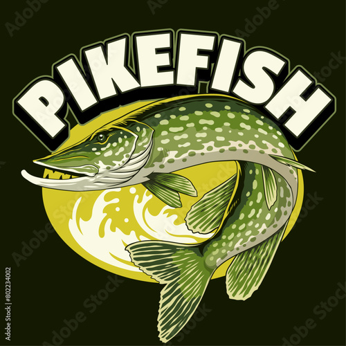 T-Shirt Design of Pike Fish Design (ID: 802234002)