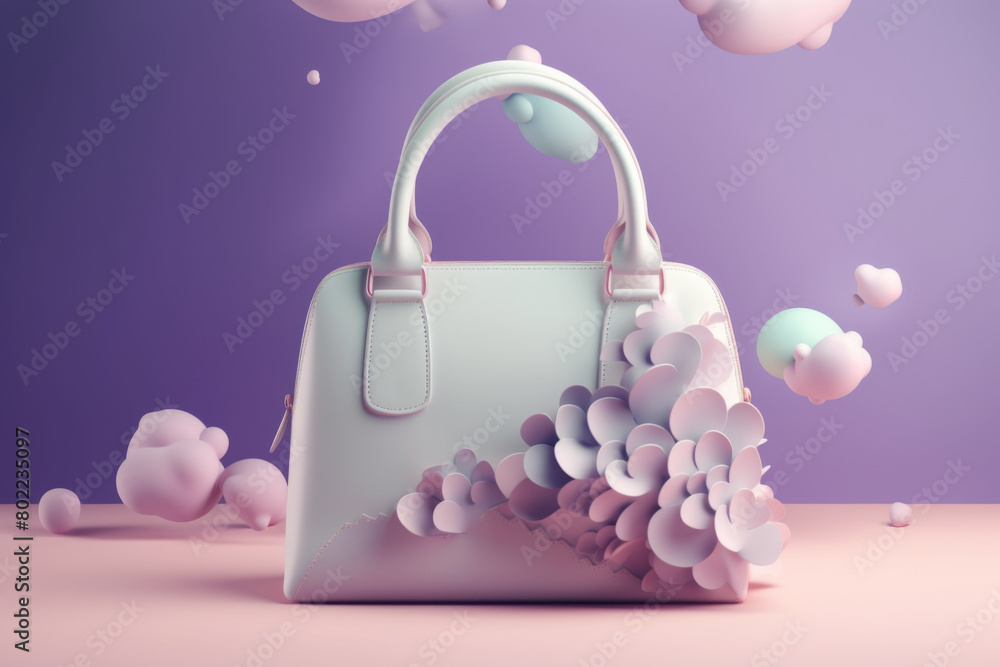 A stylish, Elegant Handbag Adorned placed on top of a table, creating a chic and sophisticated look. Generative AI A stylish, Elegant Handbag Adorned placed on top of a table, creating a chic and sophisticated look. Generative AI