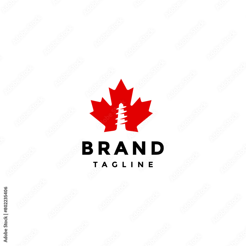 Creative Maple Dental Implant Logo Design. Silhouette Red Maple Leaf With a Screw Inside Logo Design. Creative Maple Dental Implant Logo Design. Silhouette Red Maple Leaf With a Screw Inside Logo Design.
