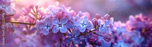 Blooming Lilac Spring Flowers in Garden - Artistic Violet Background Design © hisilly