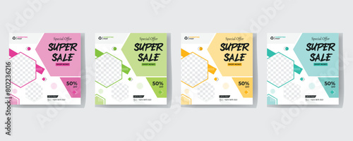 Fashion sell social media template banner fashion sale promotion in brown red color. fully editable instagram and facebook square post frame puzzle organic sale poster.