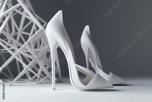 A high heeled shoe gracefully perched on top of a table, exuding elegance and mystery. Generative AI