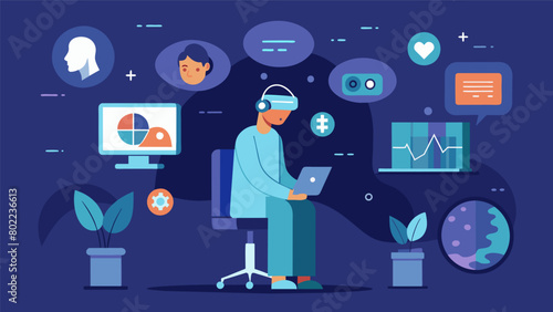 A patient with severe depression is able to explore and process their emotions in a safe and controlled virtual environment supported by the theutic.