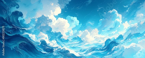 Infuse traditional artistry into a close-up portrayal of wispy cirrus clouds set against a deep