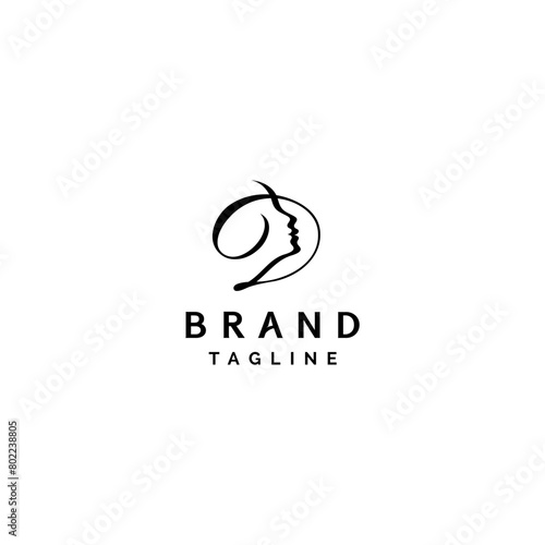 Initial D Letter shaped Woman Face Silhouette Logo Design. Silhouette Womans Face Forming Letter D Logo Design.