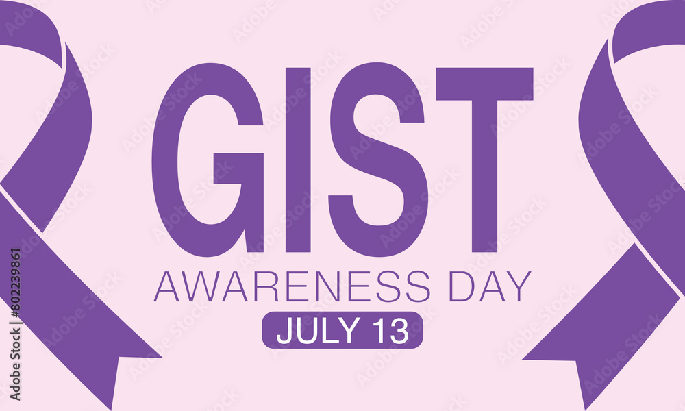Gastrointestinal Stromal Tumor GIST awareness day is observed every year in July 13, Lavender or violet color ribbon Cancer Awareness Product. Gastrointestinal Stromal Tumor GIST awareness day is observed every year in July 13, Lavender or violet color ribbon Cancer Awareness Product.