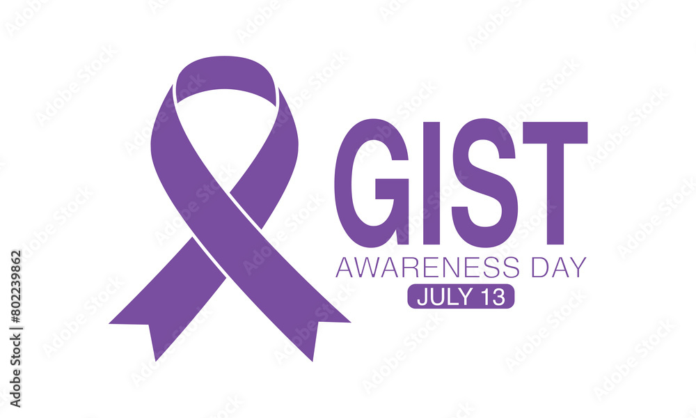 Gastrointestinal Stromal Tumor GIST awareness day is observed every year in July 13, Lavender or violet color ribbon Cancer Awareness Product. Gastrointestinal Stromal Tumor GIST awareness day is observed every year in July 13, Lavender or violet color ribbon Cancer Awareness Product.