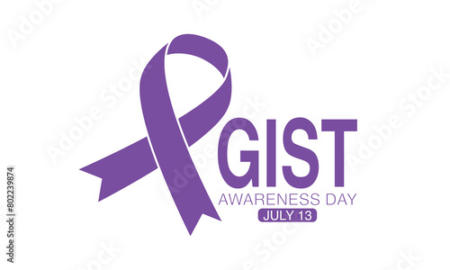 Gastrointestinal Stromal Tumor GIST awareness day is observed every year in July 13, Lavender or violet color ribbon Cancer Awareness Product.