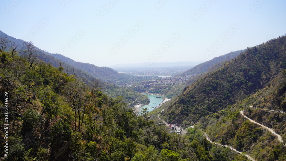 landscape view of mountains and river