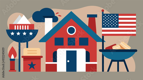 Home of the brave A cookout to honor our nations military on Independence Day. Vector illustration