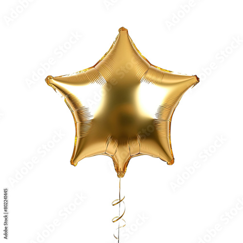 Gold star balloon on white background png