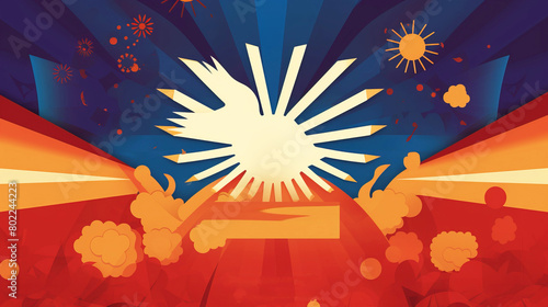 Philippine Independence Day, colorful graphic background wallpaper. AI generated. photo