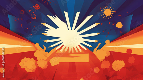 Philippine Independence Day, colorful graphic background wallpaper. AI generated.