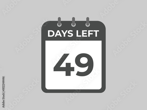 49 days to go countdown template. 49 day Countdown left days banner design. 49  Days left countdown timer
