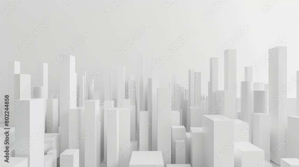 Rectangles in white studio with different heights forming a skyline of a city or a rising graph Rectangles in white studio with different heights forming a skyline of a city or a rising graph