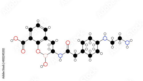 taniborbactam molecule, structural chemical formula, ball-and-stick model, isolated image b-lactamase inhibitor