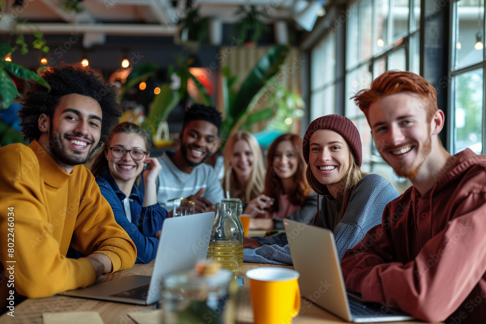 Diverse team working in an office environment Diverse team working in an office environment
