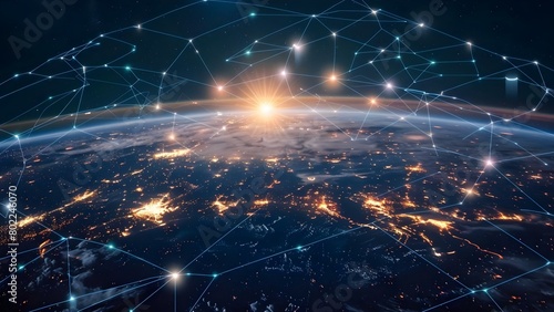 Interconnected Cities: A Global Network of Trade Routes and Communication Channels. Concept Globalization, Trade Routes, Communication Networks, Interconnected Cities