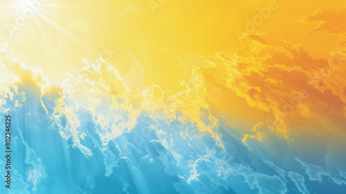 Delight in a sunrise gradient spectacle infused with energy, where luminous yellows transition into azure blues, providing a vibrant stage for digital assets.