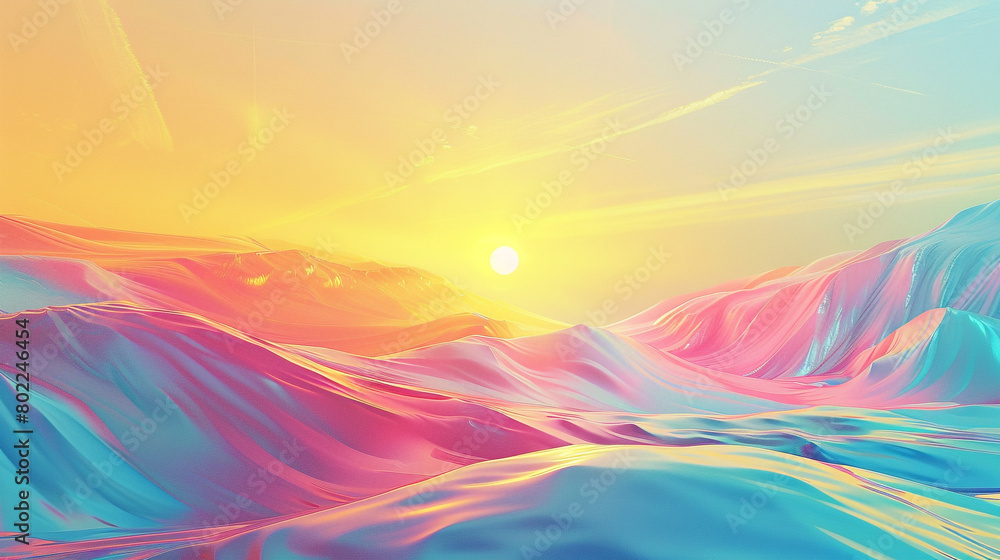 Delight in a sunrise gradient spectacle infused with energy, where luminous yellows transition into azure blues, providing a vibrant stage for digital assets.