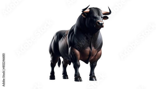 A bull stands on a white background  transparent background