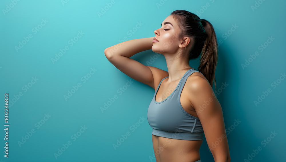 Photoshoot portrait of pretty girl with an athletic figure. Healthy lifestyle and fitness Photoshoot portrait of pretty girl with an athletic figure. Healthy lifestyle and fitness
