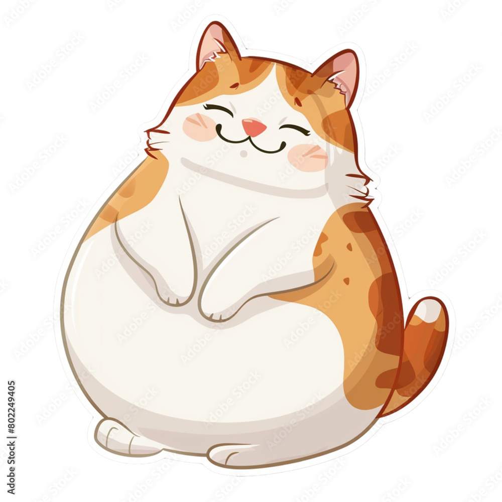 Obraz premium cute fat orange cat with a cartoon pattern used as an illustration.