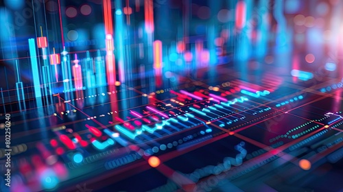 The image shows a close-up of a computer screen with a lot of data and graphs.