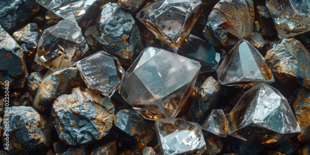 The territory of a diamond mine, the extraction of mineral stones close-up. Generative AI The territory of a diamond mine, the extraction of mineral stones close-up. Generative AI