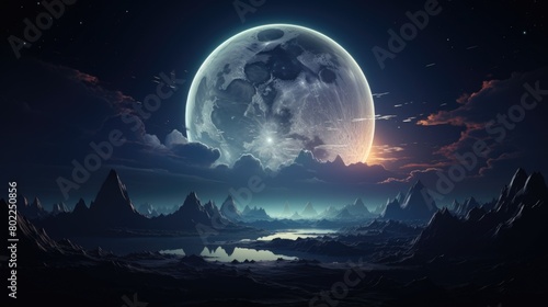 Moon in sky at night background