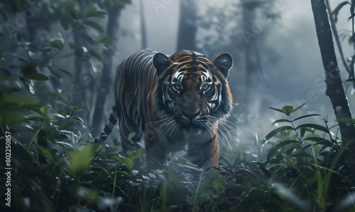 tiger running in the jungle