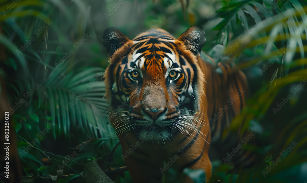tiger running in the jungle