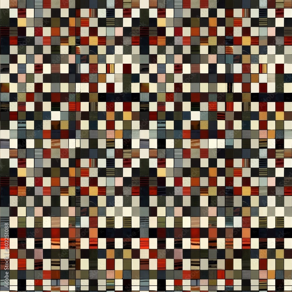 Abstract mosaic pattern of square weave, in soothing colors
