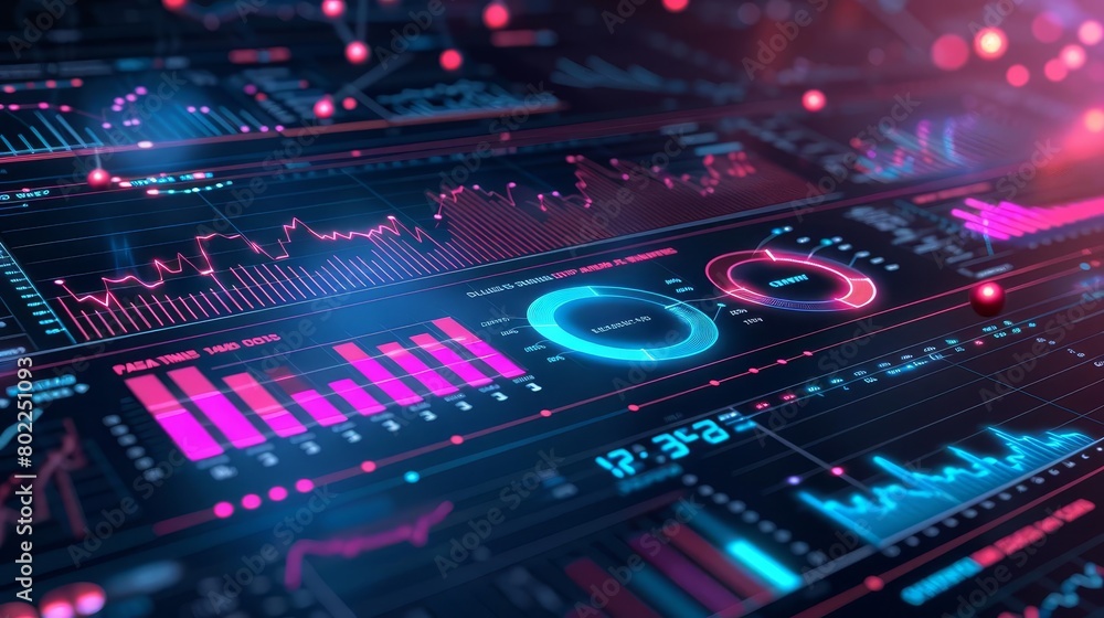 Interactive digital report with clickable elements and dynamic data visualizations