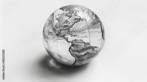 Fototapeta Naklejka Na Ścianę i Meble -  A detailed pencil drawing of the Earth.