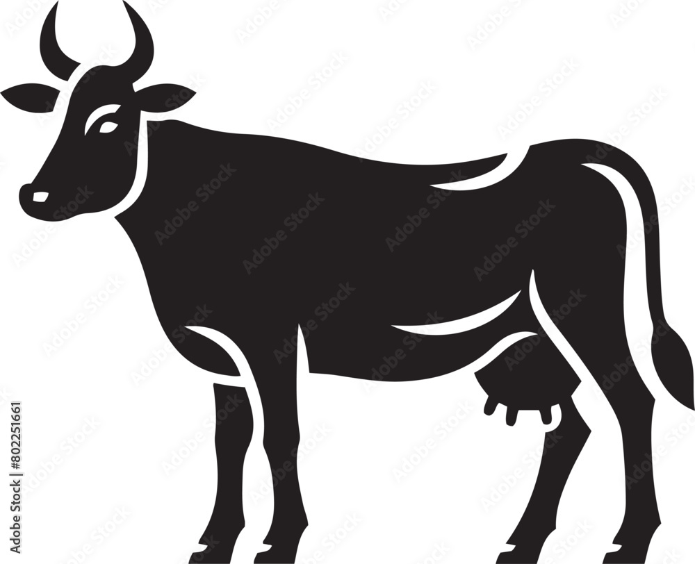 Silhouette of a cow with horns and tail illustration. Silhouette of a cow with horns and tail illustration.