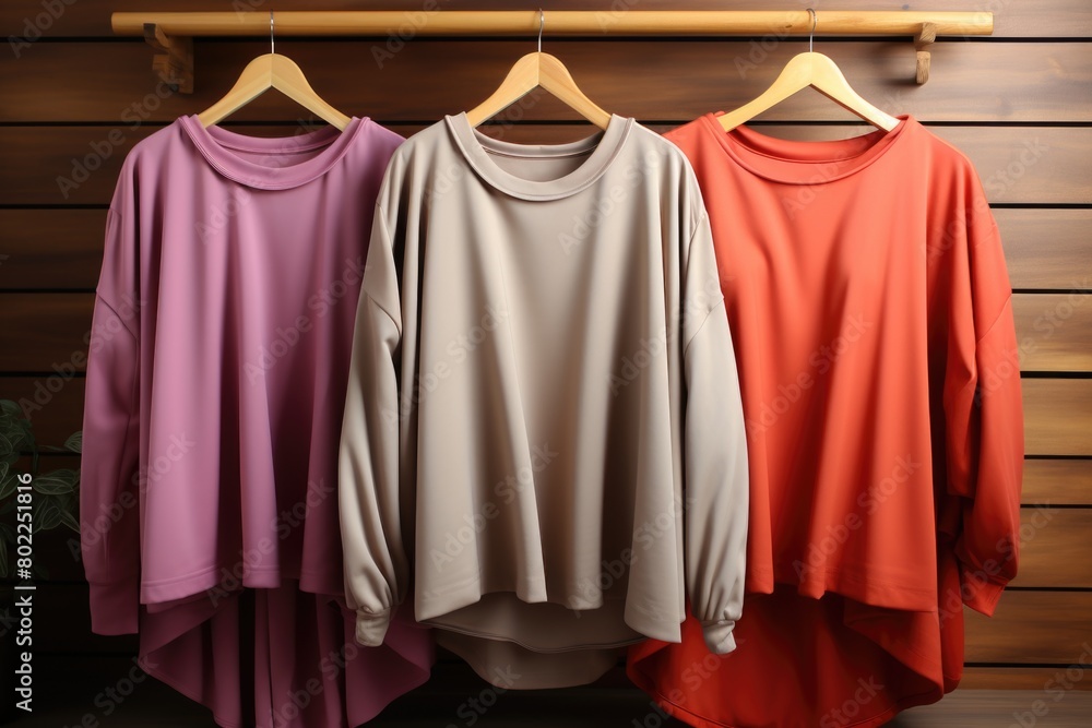 Woman clothes or sleeve shirts hanged Woman clothes or sleeve shirts hanged