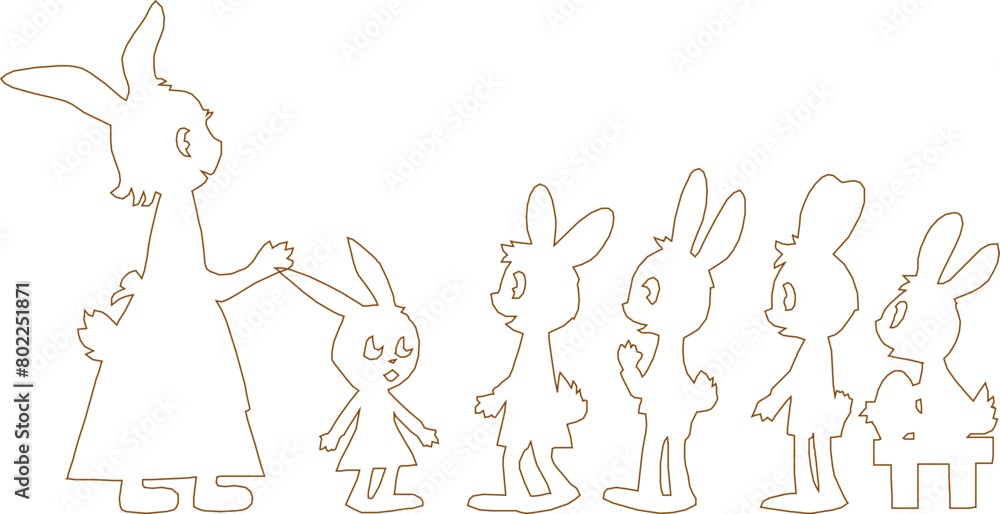 Detailed vector sketch illustration design of long eared rabbit family Detailed vector sketch illustration design of long eared rabbit family