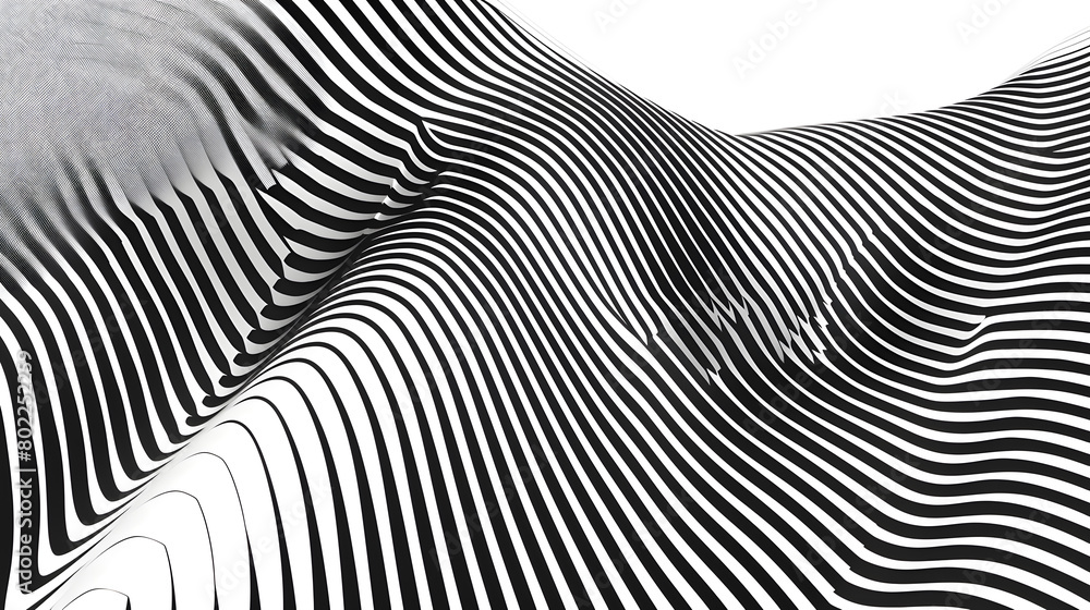 Monochrome wavy line background. Optical (Op Art) illusion of waves of black and white lines background. Generative AI. Monochrome wavy line background. Optical (Op Art) illusion of waves of black and white lines background. Generative AI.