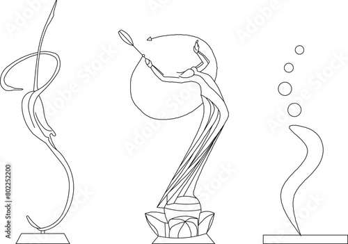 Detailed vector sketch illustration of modern minimalist abstract sculpture art design
