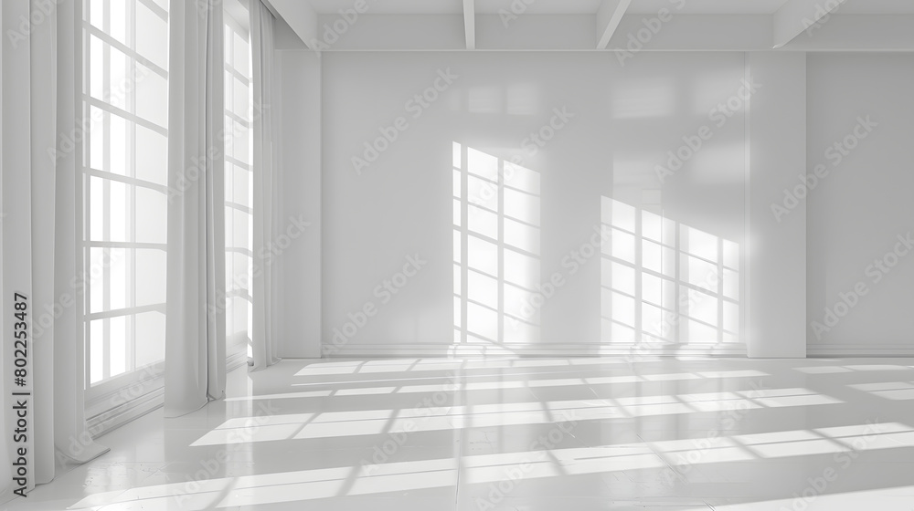 3D White Interior Background. Generative AI. 3D White Interior Background. Generative AI.