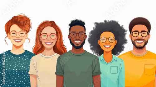 A group of diverse people wearing glasses and smiling. photo