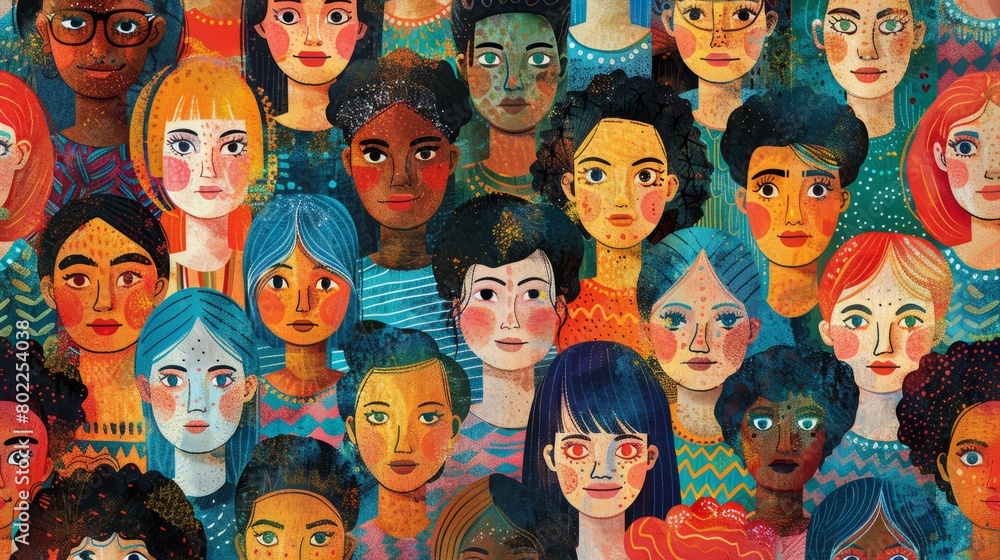 A group of diverse women of all ages and ethnicities, with different ...